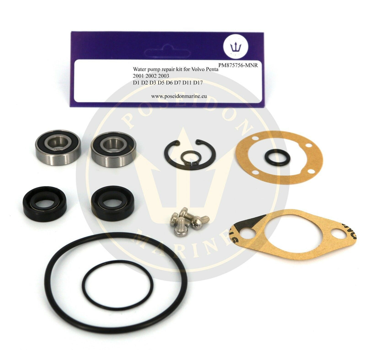 Water pump repair kit for Volvo Penta 2001 2002 2003 MD7 similar to 875756  3586496