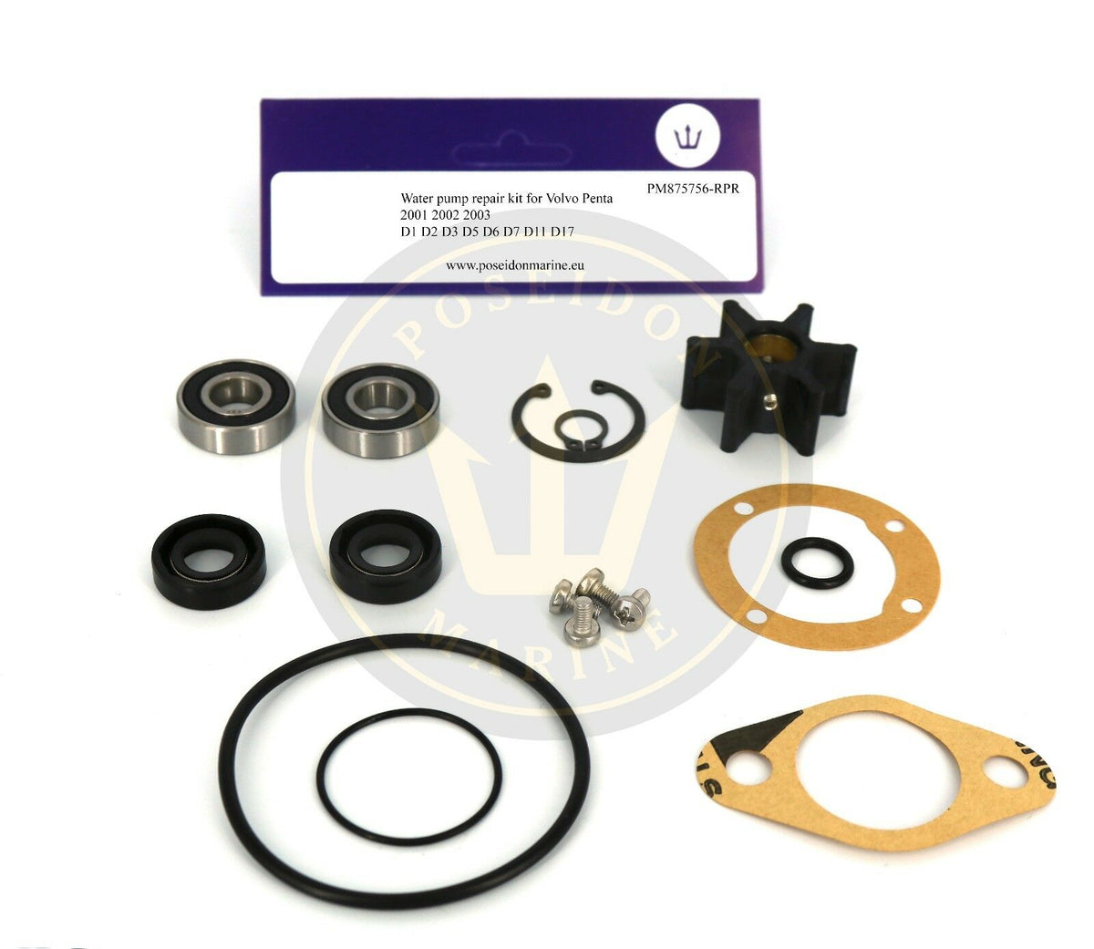 Water pump repair kit for Volvo Penta 2001 2002 2003 MD7 similar to 875756  3586496