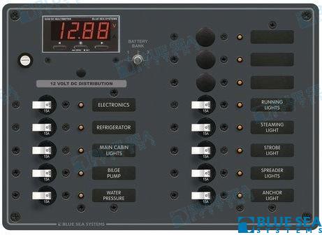 PANEL DC 13 POS ROCKER BREAKER W/D METER