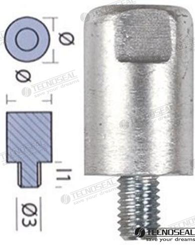 Anode Zinc, Yanmar: 2GM, 3GM, 3HM, 2QM, 3QM, YSB8-12, YSM8-12 series